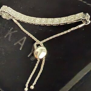 Kay Jewelers Diamond Bolo Bracelet 1/10 CT TW Sterling Silver Adjustable 9.5"